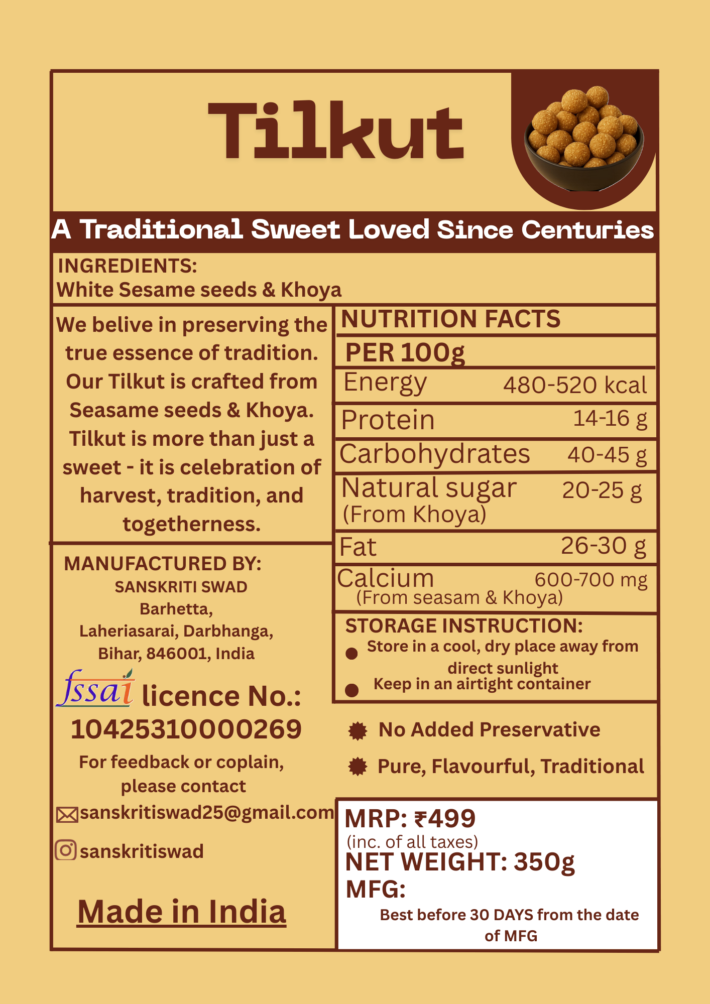 khoya Tilkut (Til ladoo)